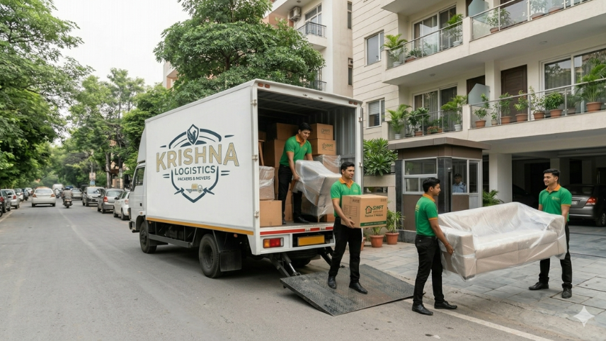 Ankit India Packers and Movers transport trucks near warehouse